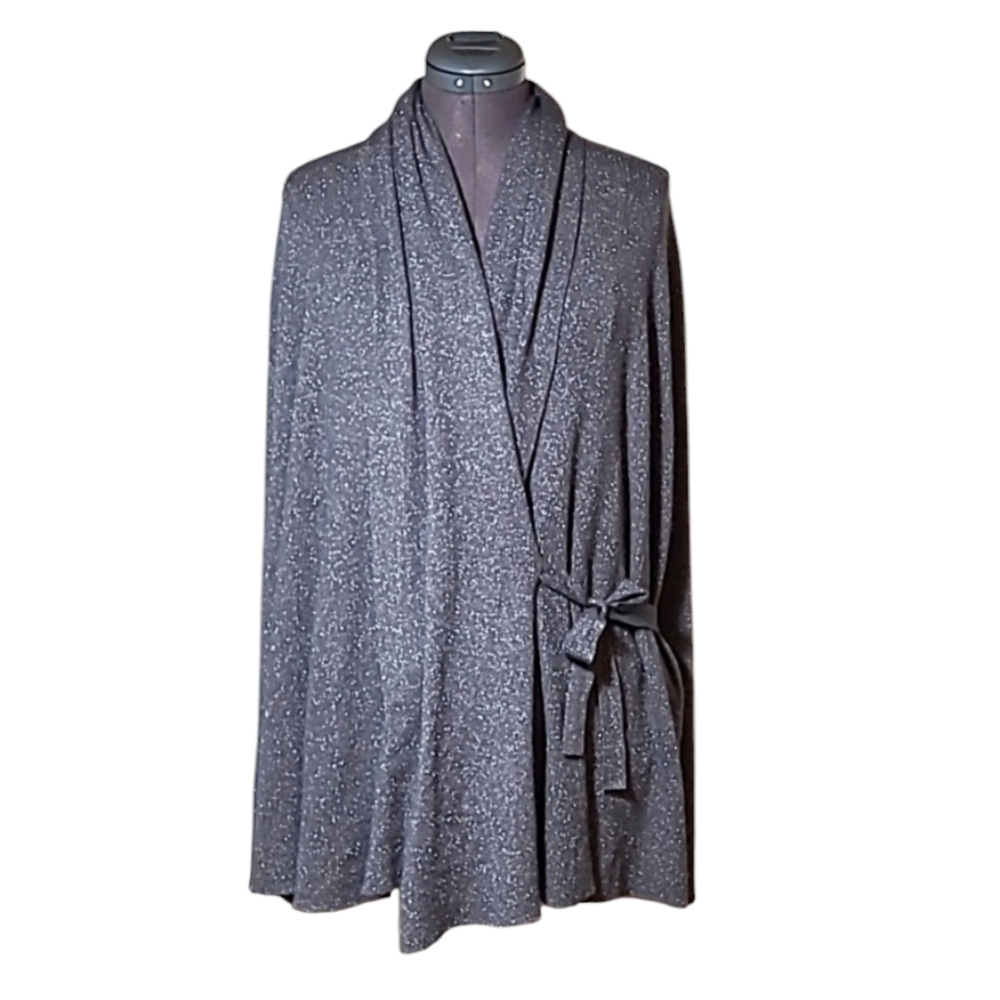 LG Cashmere Silk Sparkly Grey Draped Kimono Cardigan Autumn Cashmere